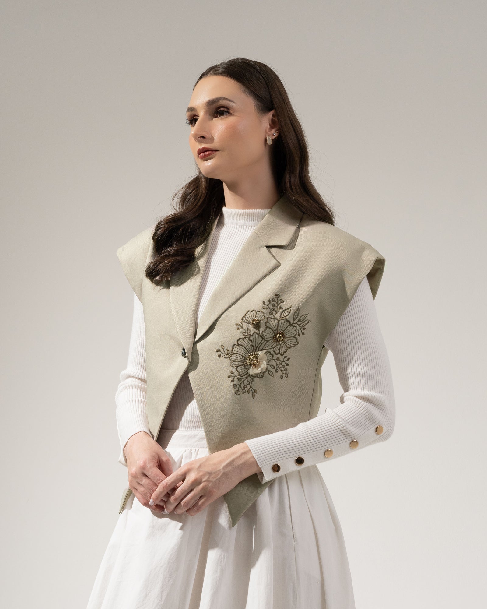 IRIDESCENT FARMERS VEST .11【GLOSS BEIGE】 IRIDESCENT FARMERS VEST .11 【GLOSS BEIGE】 – SUBLATIONS